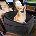 Waterproof quilted dog car seat cover with adjustable straps for pet safety and comfort - Black