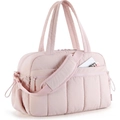 Bolso de viaje fitness acolchado rosa claro con correa de hombro acolchada fondo blanco - Rosa loto
