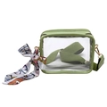 Transparent PVC crossbody bag with light green leather trim and a floral silk scarf - Green (Without Scarf)