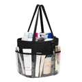 Dettaglio della borsa da doccia in rete nera con tasche laterali e manici rinforzati - 24*21*24.5cm / Nero Trasparente