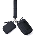 Dettaglio del set di pochette 3-in-1 in nylon nero con cinturino, anello argento e scomparti - Nero