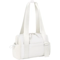 Minimalist white multifunctional sports gym bag with wide shoulder straps and side pocket - White