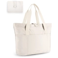 Détails du grand sac cabas beige pliable montrant les états ouvert et replié - Rose / 32*15*48.8cm