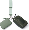 Detail of waterproof nylon wristlet wallet set with card holder and carabiner clip - Dark Green