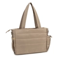 Gesteppte beige Wickeltasche aus leichtem Nylon mit gepolsterten Griffen und Seitentaschen - Khaki