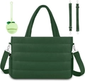 Gesteppte dunkelgrüne Wickeltasche mit verstellbarem Gurt und Pfirsich-Anhänger - Grün
