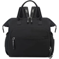 Wasserdichter schwarzer Windelrucksack mit Mehrfachtaschen und Kinderwagen-Halterung - Reguläre Größe / Schwarz
