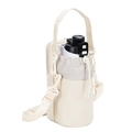 Detail of insulated water bottle bag with zipper pocket and adjustable strap in beige - Off White