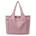 Pink large capacity nylon travel tote bag with multi-pocket design for yoga and gym - Pink