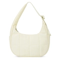 Chic cream quilted nylon hobo shoulder bag with stylish knotted strap detail - Off White