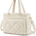 Bolsa térmica beige acolchada para el almuerzo con correa ajustable y bolsillos laterales - Blanco
