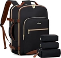 Ensemble sac à dos de voyage noir avec poignées marron et organisateurs assortis - Sac à Dos Et Organisateur de Voyage / Noir