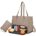 Borsa tote beige 2-in-1 trapuntata con scomparto termico inferiore e pochette inclusa - 40*16*32CM / Cachi