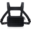 Dettaglio del pettorale tattico nero con sistema MOLLE tagliato al laser e nylon ripstop - Nero / 25*4*18cm