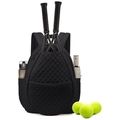 Zaino da tennis trapuntato nero con scomparto per due racchette e tasche per bottiglie - Nero