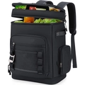 Large capacity black insulated backpack for camping and picnics with bottle opener - Upgraded / Black