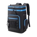 Waterproof insulated black cooler backpack with bright blue zippers for outdoor camping - Upgraded / Black and Blue