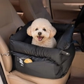 Waterproof black pet car seat with storage pocket for dogs in luxury leather car interior - Black