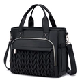 Schwarze isolierte doppellagige Lunchtasche mit Webmuster und abnehmbarem Gurt - Schwarz