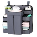 Gray foldable crib organizer with multiple storage pockets for diapers and bottles - 14x50x58cm / Dark Gray
