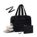 Bolso de viaje acolchado negro con compartimento para zapatos y estuche - 17.7x7.1x13.4inch / Negro