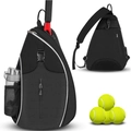 Détails du sac de pickleball ergonomique avec compartiment raquette et poche bouteille - 33*14*49cm / Noir