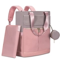 Wasserdichter Wickelrucksack in Rosa und Grau mit Wickelunterlage und Kleingeldfach - Rosa