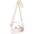 Borsa a tracolla trasparente con finiture in PU bianco e tracolla larga regolabile - Bianco