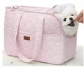 Bolso de transporte acolchado rosa para gatos y perros pequeños con red de malla - 40.6x30.5x17.8cm / Marfil
