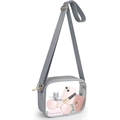 Borsa a tracolla trasparente in PVC grigio con tracolla regolabile per lo stadio - Grigio