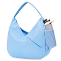 Light blue nylon tote bag with geometric stitching and mesh side pocket for water bottles - Blue / 46*16*71CM