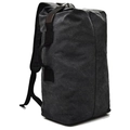 Detail of charcoal grey canvas sports backpack with side handle and adjustable straps - Black