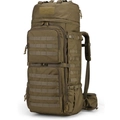Tactical military backpack in olive green with MOLLE system for outdoor hiking and travel - 36-55L / Brown