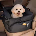 Seggiolino auto trapuntato nero per cani con tasca portaoggetti e cinghie regolabili - 55x50x45cm / Nero