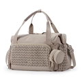 Large khaki quilted travel diaper bag with shoulder strap and pacifier case for hospital stay - 45x23x30CM / Brown