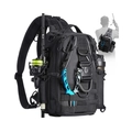 Bolsa de pesca táctica negra de nailon impermeable con sistema Molle y portacañas - Negro