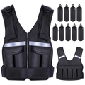 Verstellbare Gewichtsweste für Fitness mit Reflektorstreifen und Eisen-Sand-Gewichten - 2-18 lbs / Schwarz