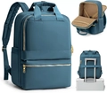 Dark blue business travel backpack with luggage strap and large interior capacity - Blue