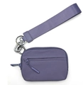 Purple nylon wristlet wallet with double zipper pockets and detachable wrist strap - 15*9*2cm / Purple