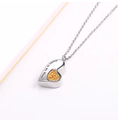 Macro view of heart urn pendant with amber rhinestones and Forever In My Heart engraving - Yellow Zirconia Pendant Only (Without Chain)