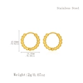 Boucles d'oreilles créoles perlées en acier inoxydable doré, taille 15mm - Style Perlé Rond (LE3691-14MM)