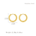 Boucles d'oreilles créoles perlées en acier inoxydable doré, dimensions 17,27 x 15,92mm - Style Perlé Rond (LE3691-15MM)