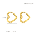 Boucles d'oreilles cœur dorées en acier inoxydable avec un design de perles texturées - Style Perlé Coeur (LE3692)
