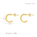 Boucles d'oreilles créoles dorées forme C avec texture cœur en acier inoxydable - Style Perlé en C (LE3697)