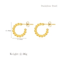 Boucles d'oreilles créoles perlées en acier doré avec un diamètre extérieur de 13,66 mm - Style Perlé en C (LE3698)