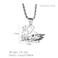 Collier hip-hop en acier inoxydable avec pendentif 'Churen Tou Di' et chaîne torsadée - Style Argenté Churen Toude