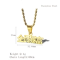 Collier chinois doré en acier inoxydable avec chaîne torsadée et pendentif gravé - Style Doré Quanyuan Baofu