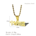 Gold stainless steel hip hop necklace with Ning Que Wu Lan character pendant - Gold Ningque Wulan Style
