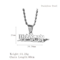 Chinese character stainless steel necklace featuring a 21x34mm Jianse Qiyi hollow pendant - Silver Jianse Qiyi Style