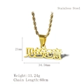 Gold plated stainless steel rope chain with creative Chinese character pendant - Gold Jianse Qiyi Style